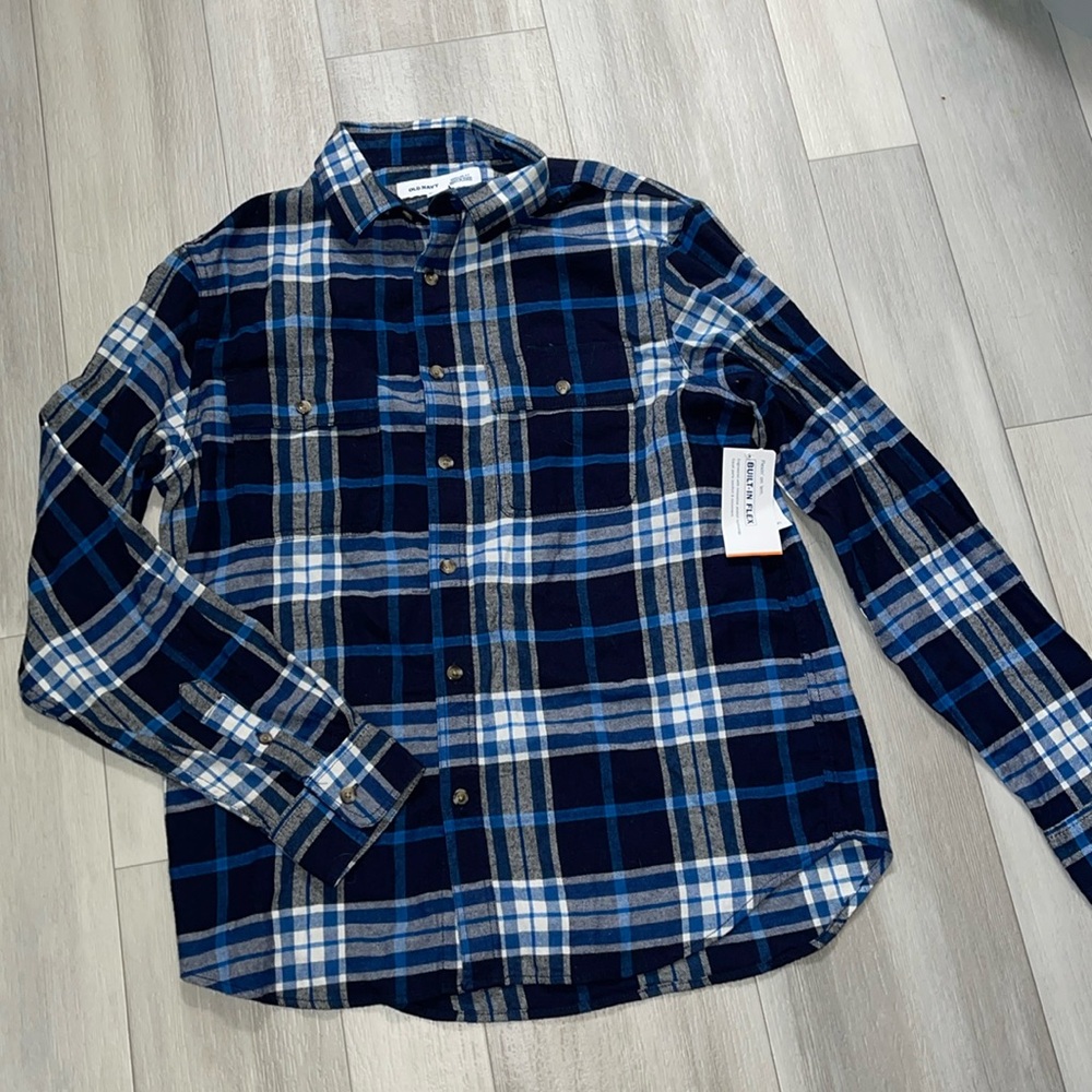 Old Navy Regular Fit Built in Flex Mens Long Sleeve Button Down Flannel NWT
